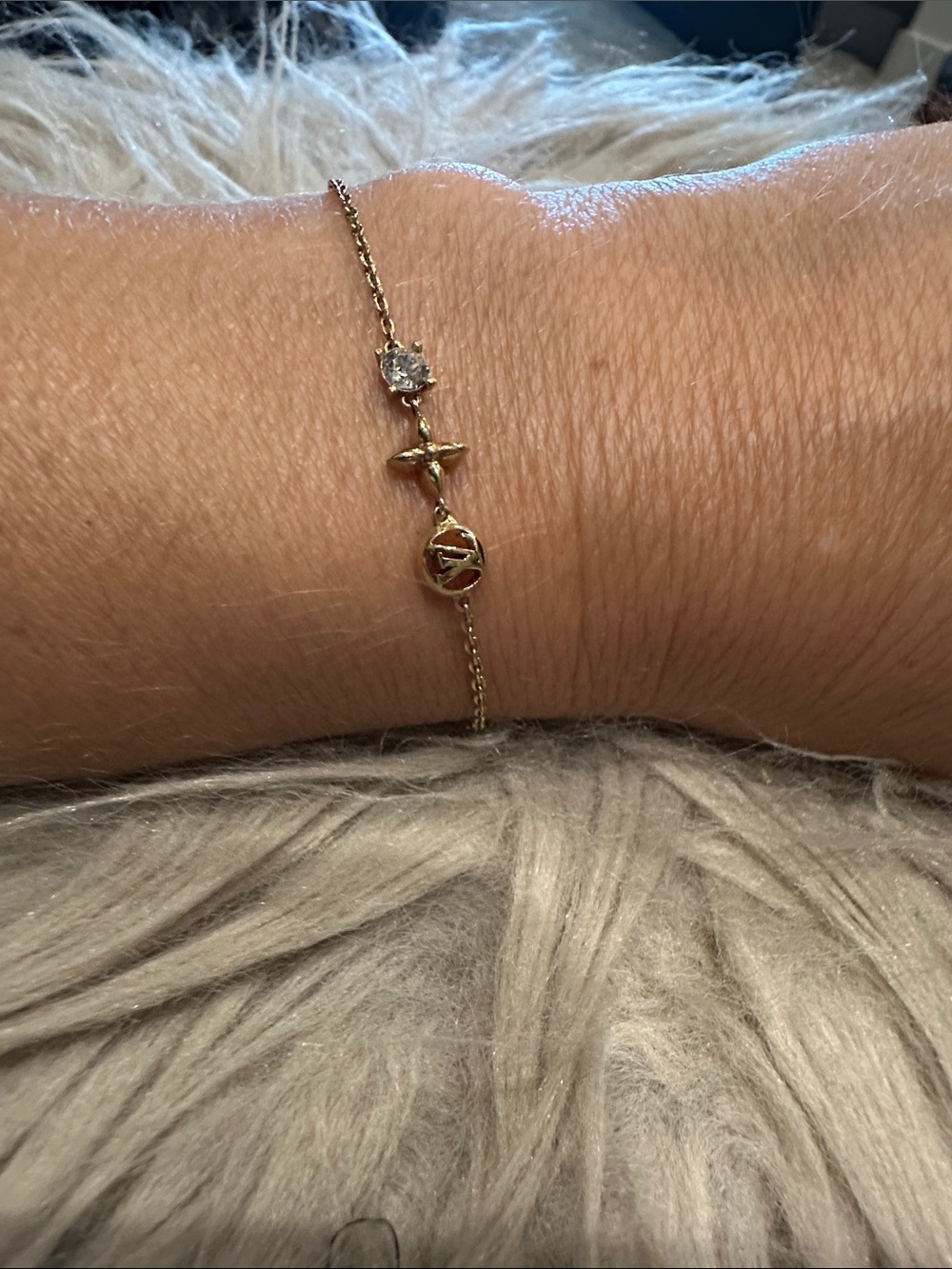 Authentic Louis Vuitton Gold Star & Clear Crystal Bracelet - Women Jewelry